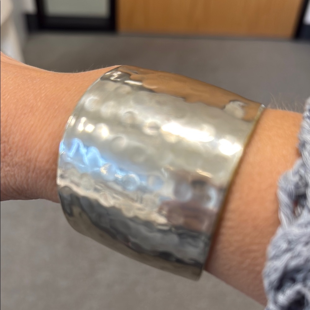 Hammered Cuff Bracelet silver color